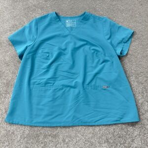 FIGS Casma Scrub Top Women 4XL Blue V Neck Technical Collection 1SW100002 Teal